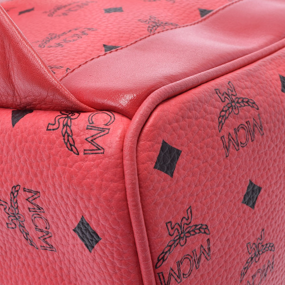 MCM Studded Red Calfskin Backpack - Picture 5 of 12